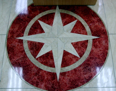 Wonderful Mariner's Compass tile floor in an Auckland store