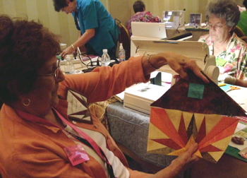 Janice admires her Sunrise Block and setting triangle